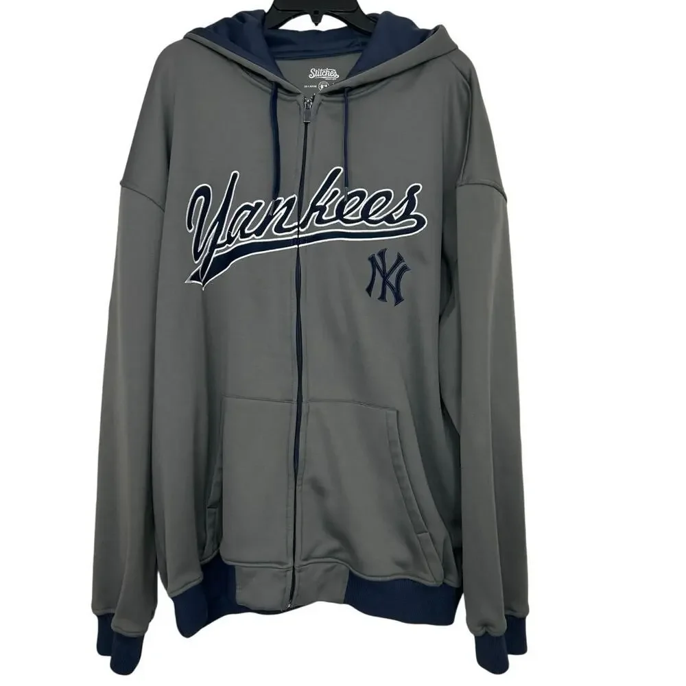 Vintage Stitches New York Yankees Full Zip Hooded Full Zip Sweatshirt 2XL MLB - Picture 1 of 15